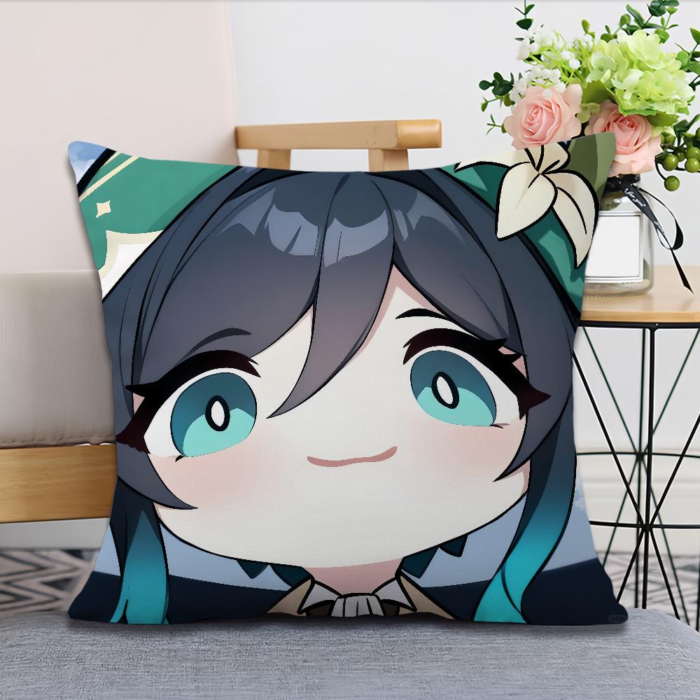Cartoon Genshin Impact Cute Q Version Soft Comfortable Pillow Case for Sofa Living Room Home Office Decor Protective Covers