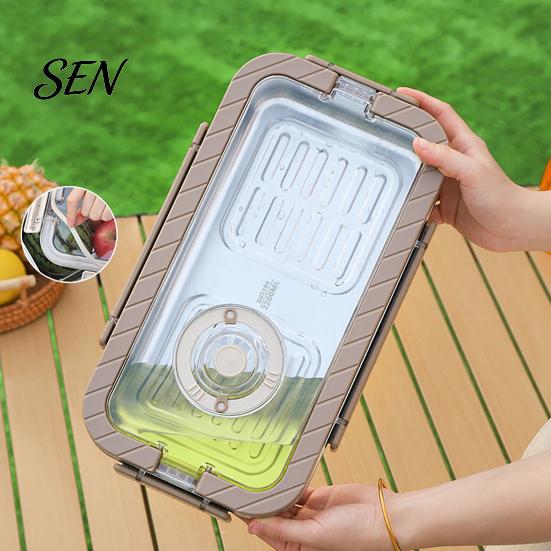 Sealing Lid Food Container Stainless Steel Crisper Box with And Handle, Large Capacity Stackable Dry Organizer Bread Storage Box, Portable for Home or