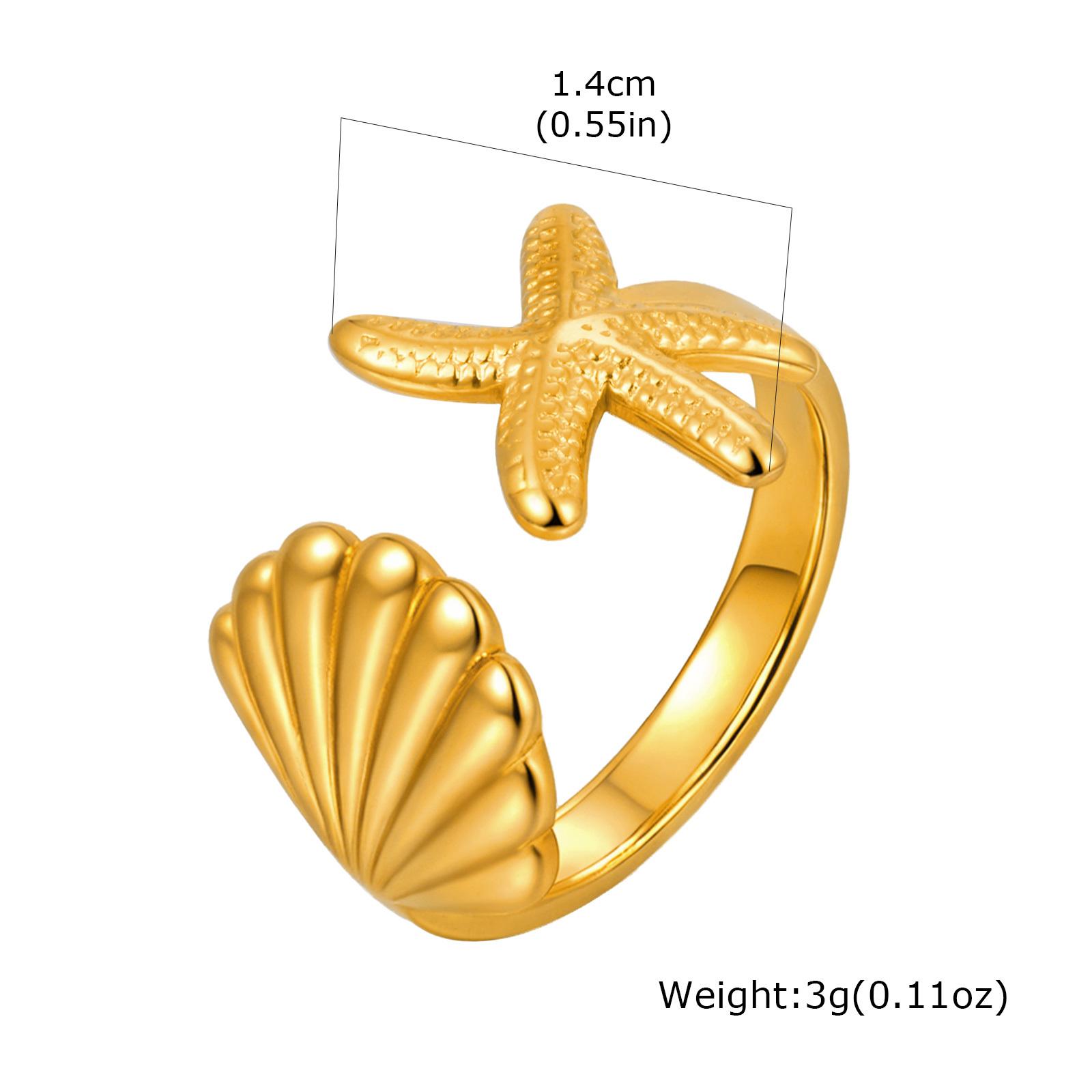 

Vnox Sea Starfish Shell Ring For Women Girls Stainless Steel Irregular Feather Leaf Open Ring Charm Jewelry Party Gift