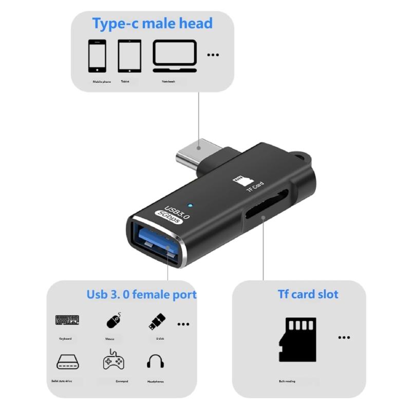 Aluminum USB Type C Data Link Small Storage Card Reader USB Rapid Processor For Camera Laptop Phone Tablet And Computer