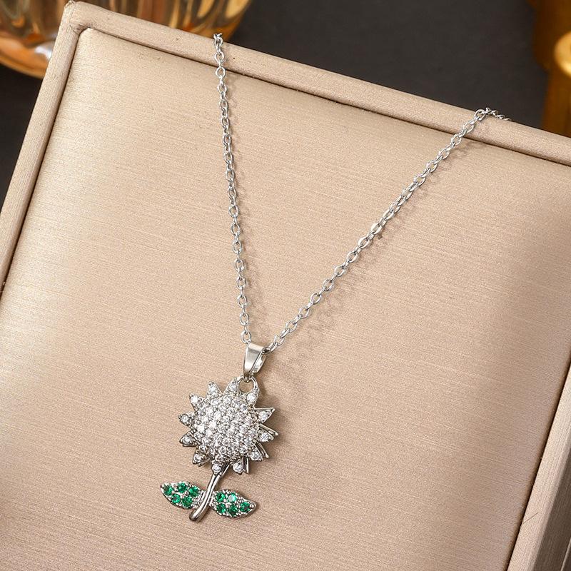 Rotatable Sunflower Pendant Necklace U Geometric Titanium Steel Light Luxury