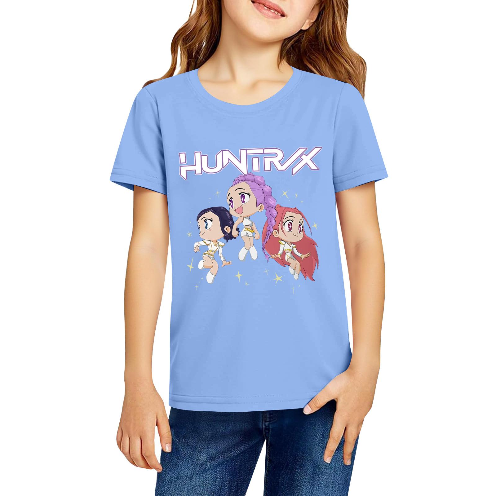 

Модная рабочая одежда с короткими рукавами и круглым вырезом, топы с принтом для детских летних топов 130 синий