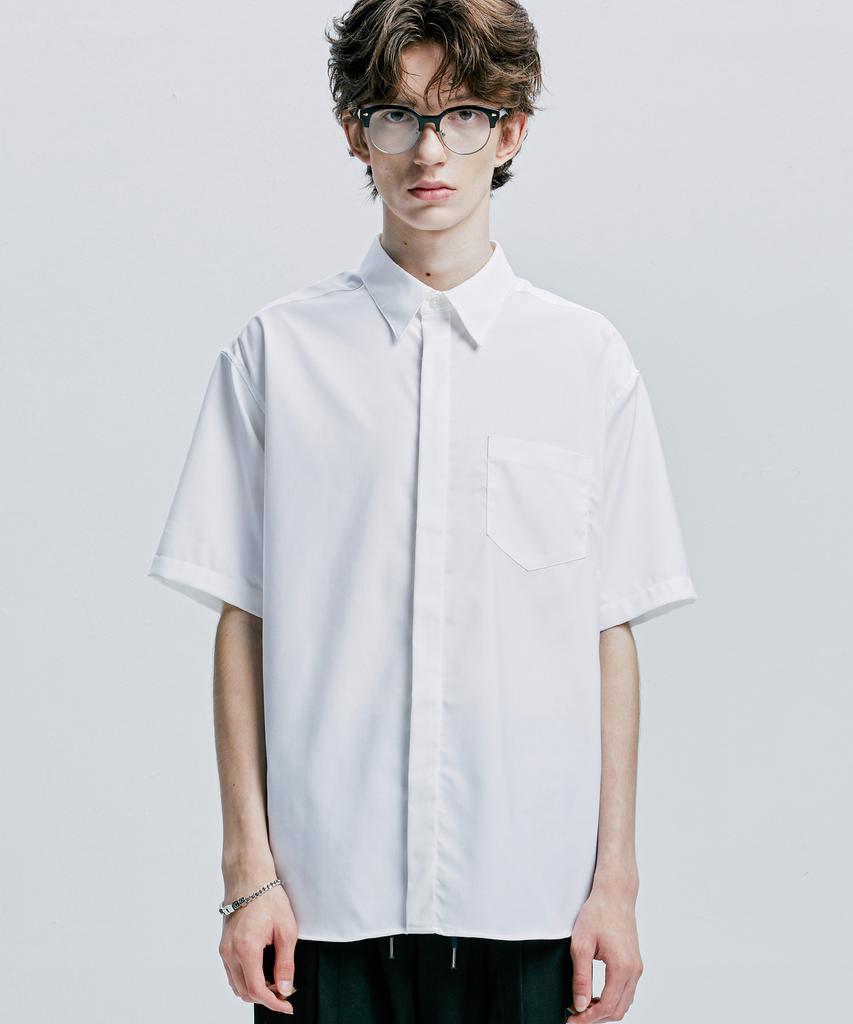 SSY [Slim Tie Set] Fine Twill Tip Half Shirt White