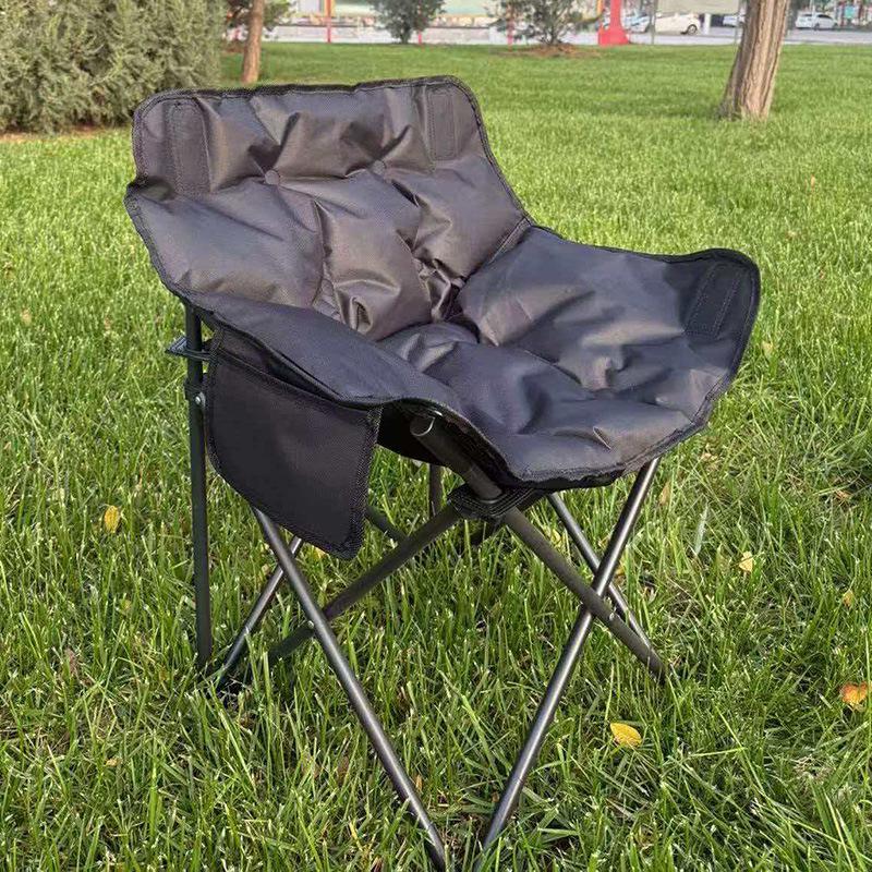 Skládací měsíční židle s polstrováním a nízkou opěrkou pro podzim/zimu - Přenosná venkovní kempingová židle