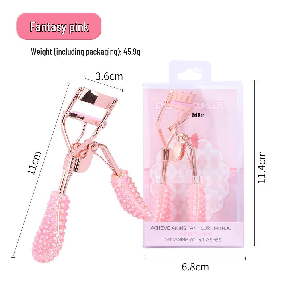 Press Eyelash Curler with Pink Handle & Carbon Steel for Natural Curling – Beauty Tool in Box.