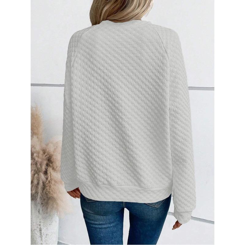 YYFS Women's Fashion Casual Spring Autumn Solid Color Print Long Sleeve O-Neck Blouses & Shirts