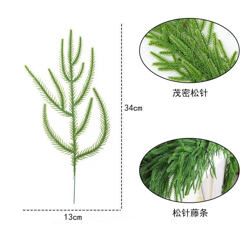 Artificial Norfolk Pine Soft Rubber Vine Garland Christmas Door Wreath Home Decor Wedding Party Photography