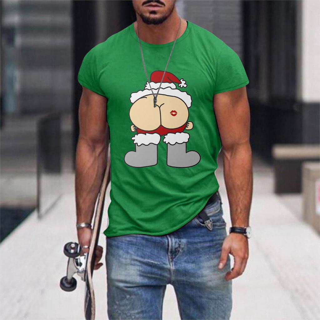 Christmas T-Shirts 3d Funny Santa Claus Print Oversized Tops Tees Mens Shirts Summer Holiday Casual O-Neck Male Harajuku Clothes