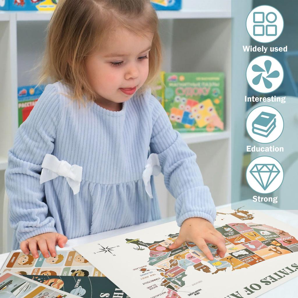 18Pcs Assorted Theme Education Poster Alphabet Number Color Shape Wall Art Prints Canvas Painting Wall Pictures Classroom Decor