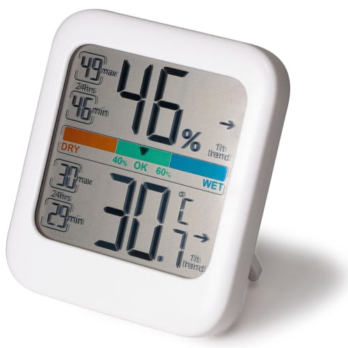 HATUSOKU Digital Thermometer/Hygrometer, Maximum/Minimum Temperature and Humidity Display, Palm-Sized, Hanging Stand, Magnet, ON03