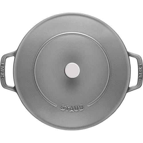 Staub Braiser Saut? Pan, Gray, 24cm, Double-Handled, Cast Iron Enamel, Shallow, Sukiyaki, Induction Compatible [Official Japanese Product] Braiser 405
