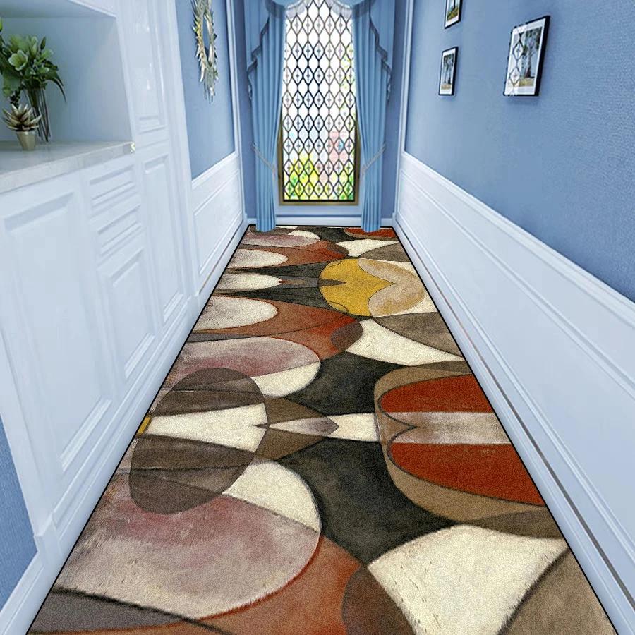 Luxuriöser Europäischer Flur Läufer Teppich Rutschfest Waschbar Läufer Treppenstufen Teppich Außenbereich Gang Der Lange Flur Matte Anpassbar