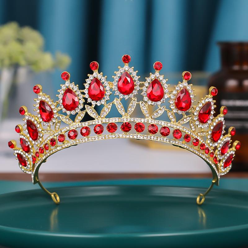 

Европейские и американские свадебные аксессуары для волос в виде короны - красный свадебный головной убор для женщин