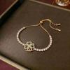European & American Women's Zircon Flower Necklace & Rotatable Pendant Earrings Set