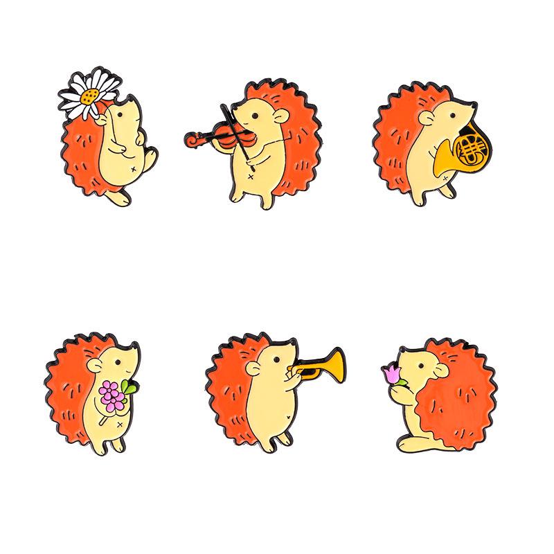 Cute Cartoon Hedgehog Enamel Brooch - Alloy Anti-Exposure Pin