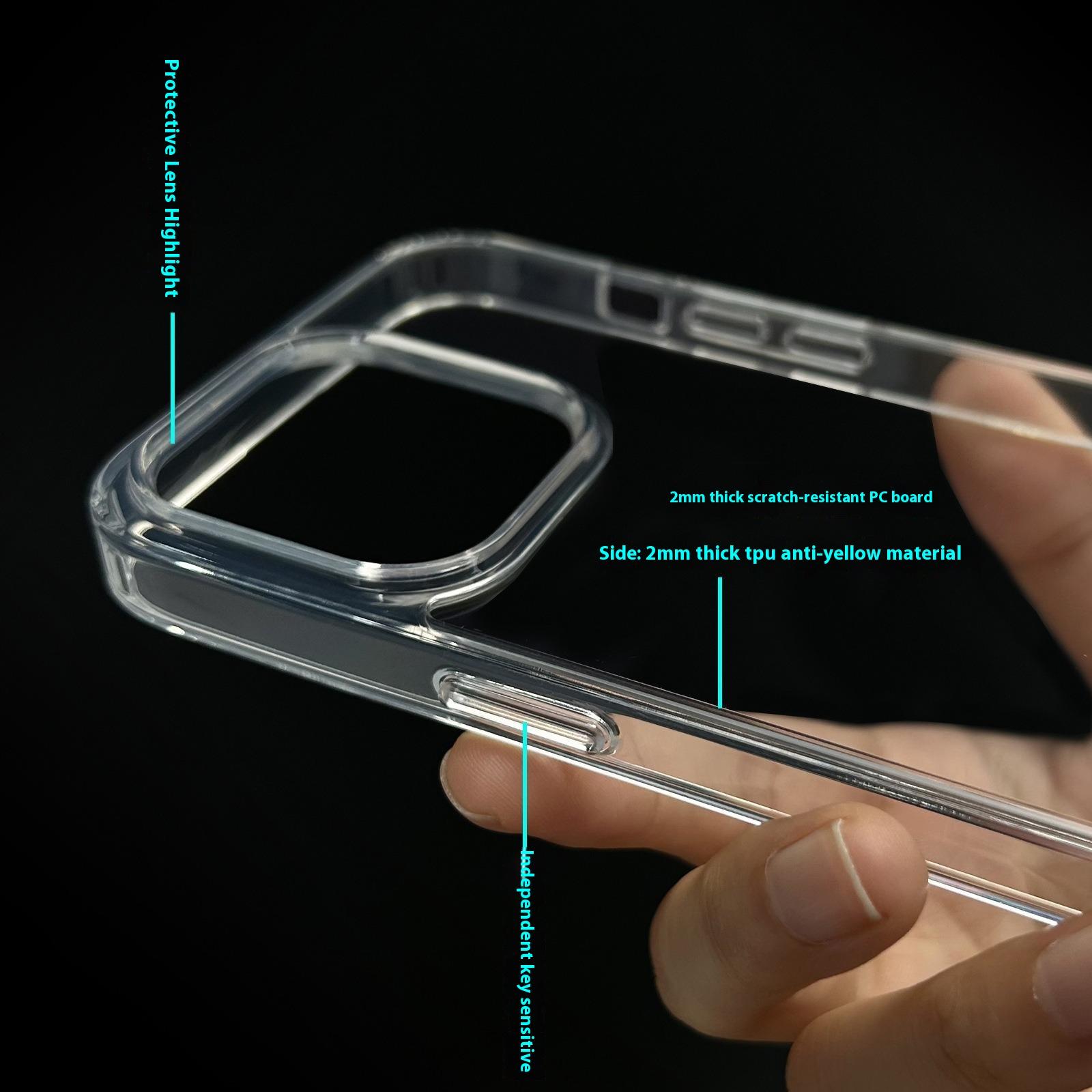 

For iPhone 15 Pro Max Case TPU+PC Clear Phone Back Cover 2mm Thickness Type A