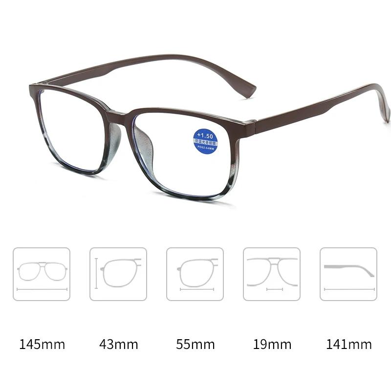 Unisex Vintage Anti-blue Reading Glasses Women Men Trendy Square Frame Plus Diopter Eyeglasses Fashionable Far Sighted Eyewear