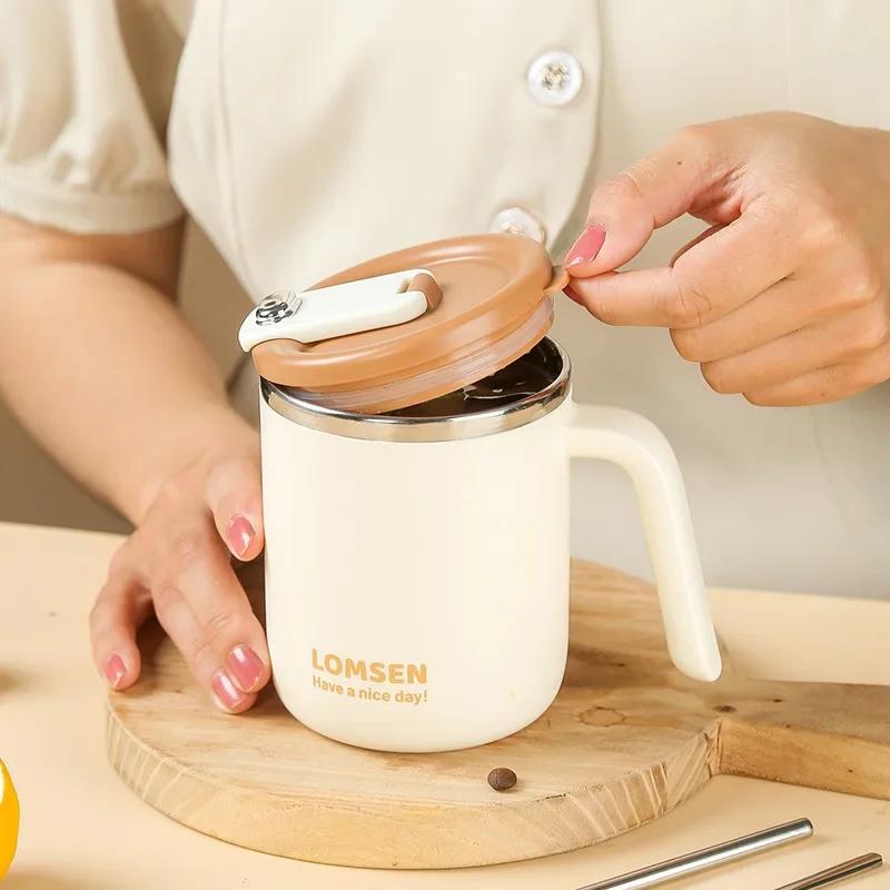 Stainless Steel Mug Double-layer Ironing Thermos Cup Home Office Dormitory with Cover Coffee Cup Tea Cup