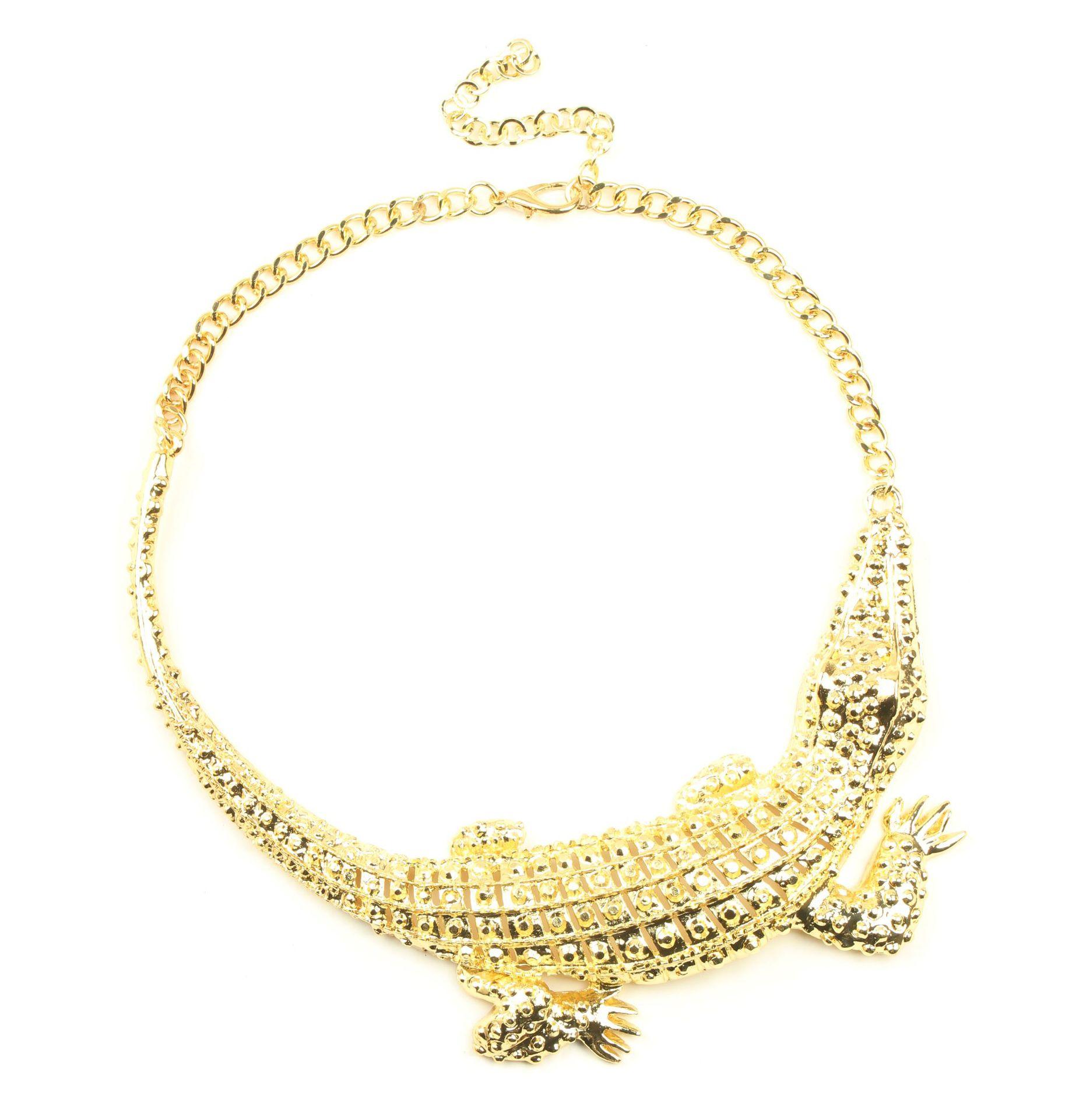 

JMXD-модное золотое ожерелье из крокодиловой кожи, преувеличенный предмет индивидуального темперамента