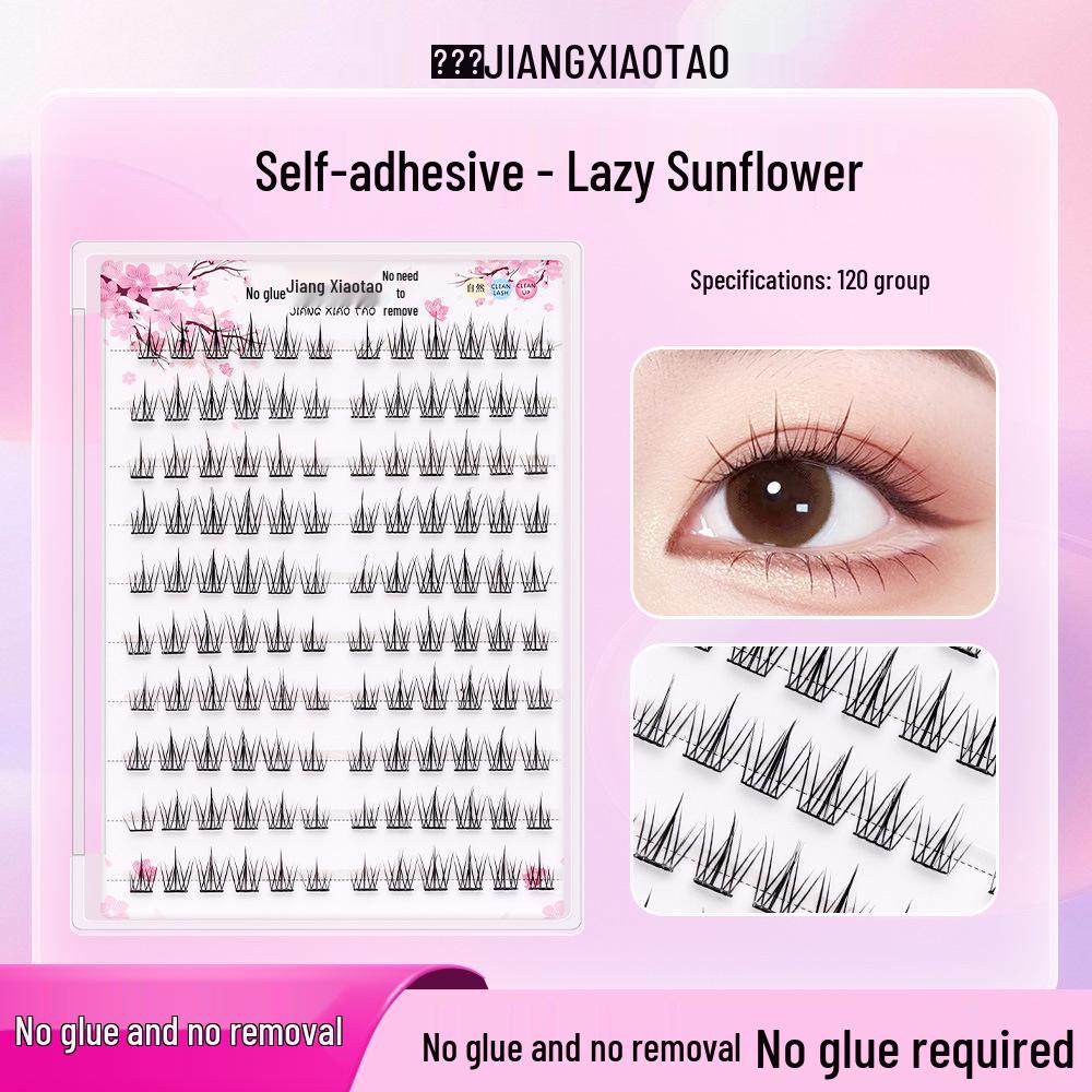 ACE Klebefreie Selbstklebende Cartoon-Büschelfalsche Wimpern - Natürlich, Faules Tragen