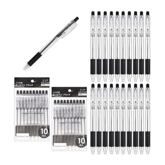 Black Ballpoint Pen, 0.7mm Bold Tip, Oil-Based, Knock-Type, Black, Flexoffice, Easy-to-Write Ballpoint Pen, Oil-Based Ballpoint Pen, For Business and