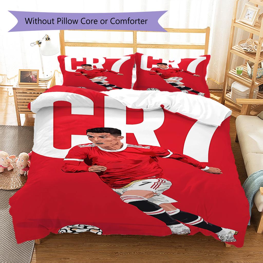 CR7 Pattern Bedding,Quilt Set Quilt Cover Pillowcase Home Birthday Gift (1 * duvet cover + 2 * pillowcase, without core)