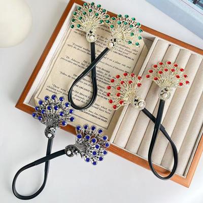 3Pcs Hair Bun Maker Rhinestone Peacock Tail Hair Roller Curler Deft Bun Twister Shaper Twist Hair Clip Tool Lazy Women Hair Styling Accessories