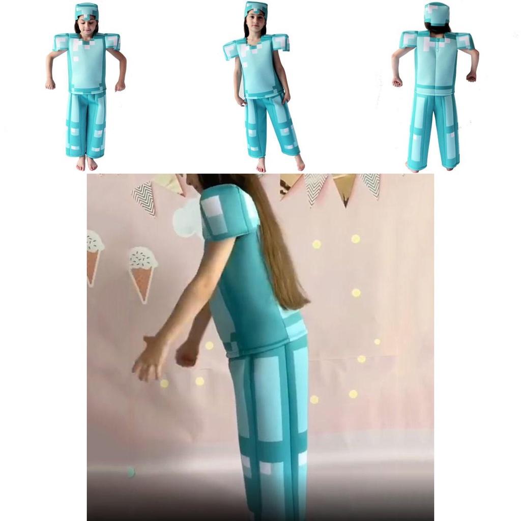 Vibrant Minecraft Steve Armor Costume For Boys And Girls Perfect For Halloween Parties