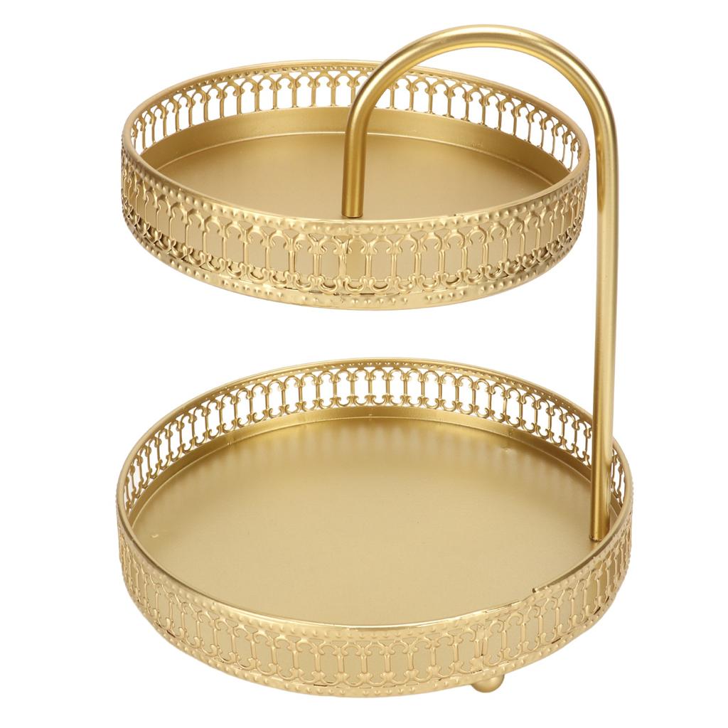 2 Tier Fruit Tray Gold Elegant Large Capacity Decorative Multi Purpose Cupcake Stand for Home Party Kitchen