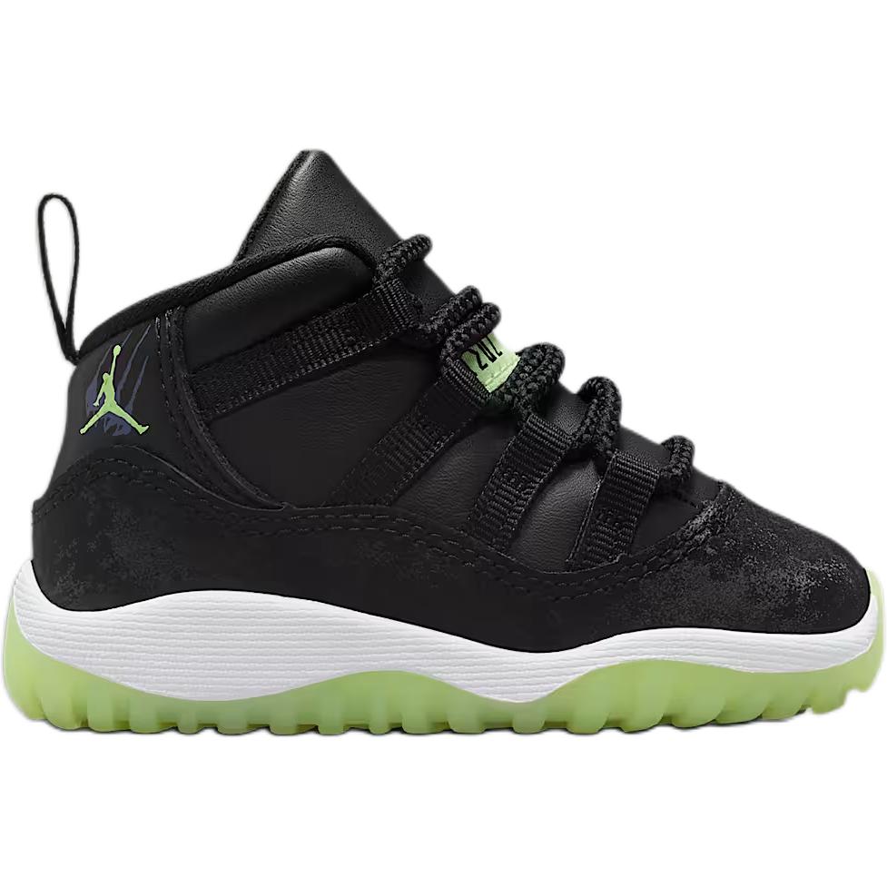 Air Jordan 11 Retro TD Czarne Ciemny Rodzynek Buty dla Niemowląt Szare Białe Ledwo-Volt IB1380-001