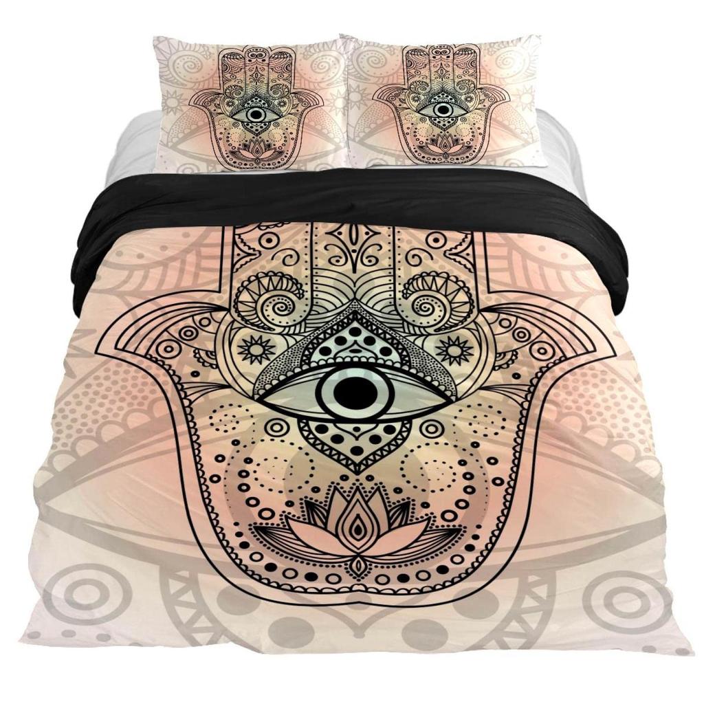 Indian Hand Hamsa Duvet Cover Polyester Galaxy Bedding Set Boho Chic Style Comforter Cover For Teen Adult Double Queen King Size