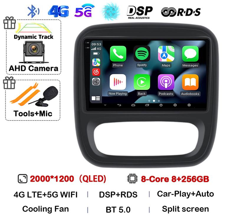 Android 14 Carplay Auto For Renault Trafic 3 2014-2021 Opel Vivaro B 2014-2018 BT Autoradio GPS Multimedia Player Stereo WIFI+4G