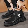 High Quality Casual Leather Business Boots Men Flat Handmade Designer Shoes Outdoor Comfy High Top Walking Oxford Boots