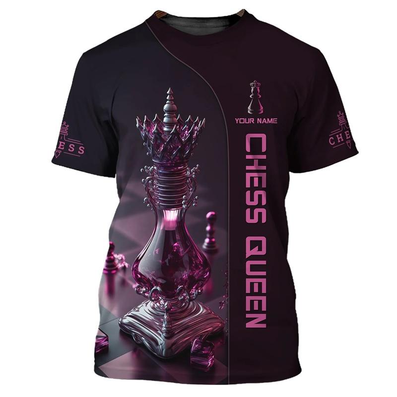 Cool Chess Pattern T Shirt For Men Customized 3D Printed T-Shirts Summer Fashion Round Neck Street Oversized Short Sleeve Tees