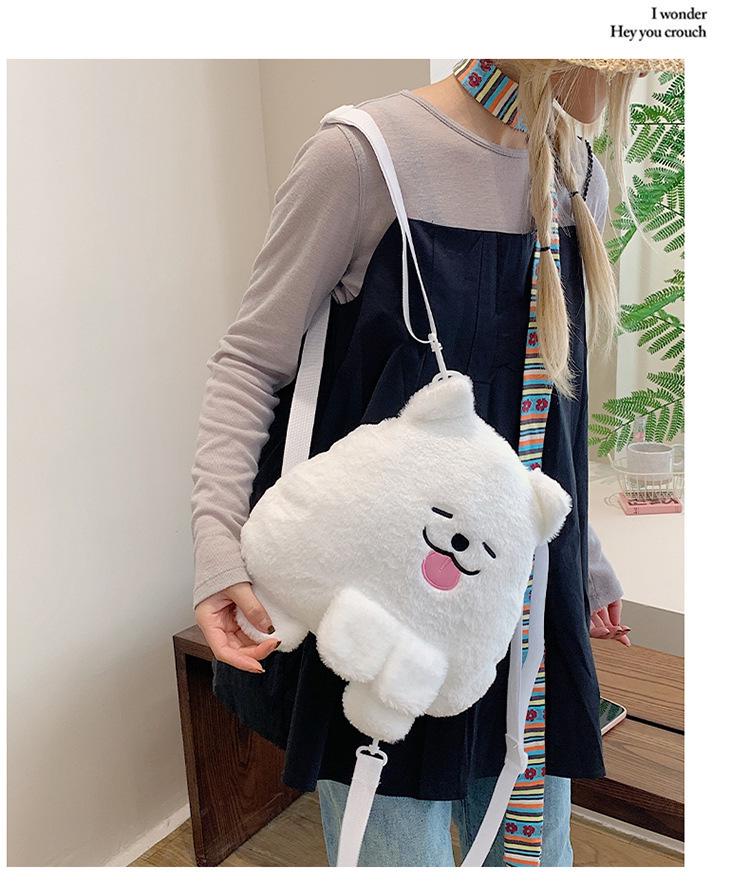 Xuanxuan's Samoyed Plush Backpack: Large Capacity, Cute and Sweet White Pillow Doll Design