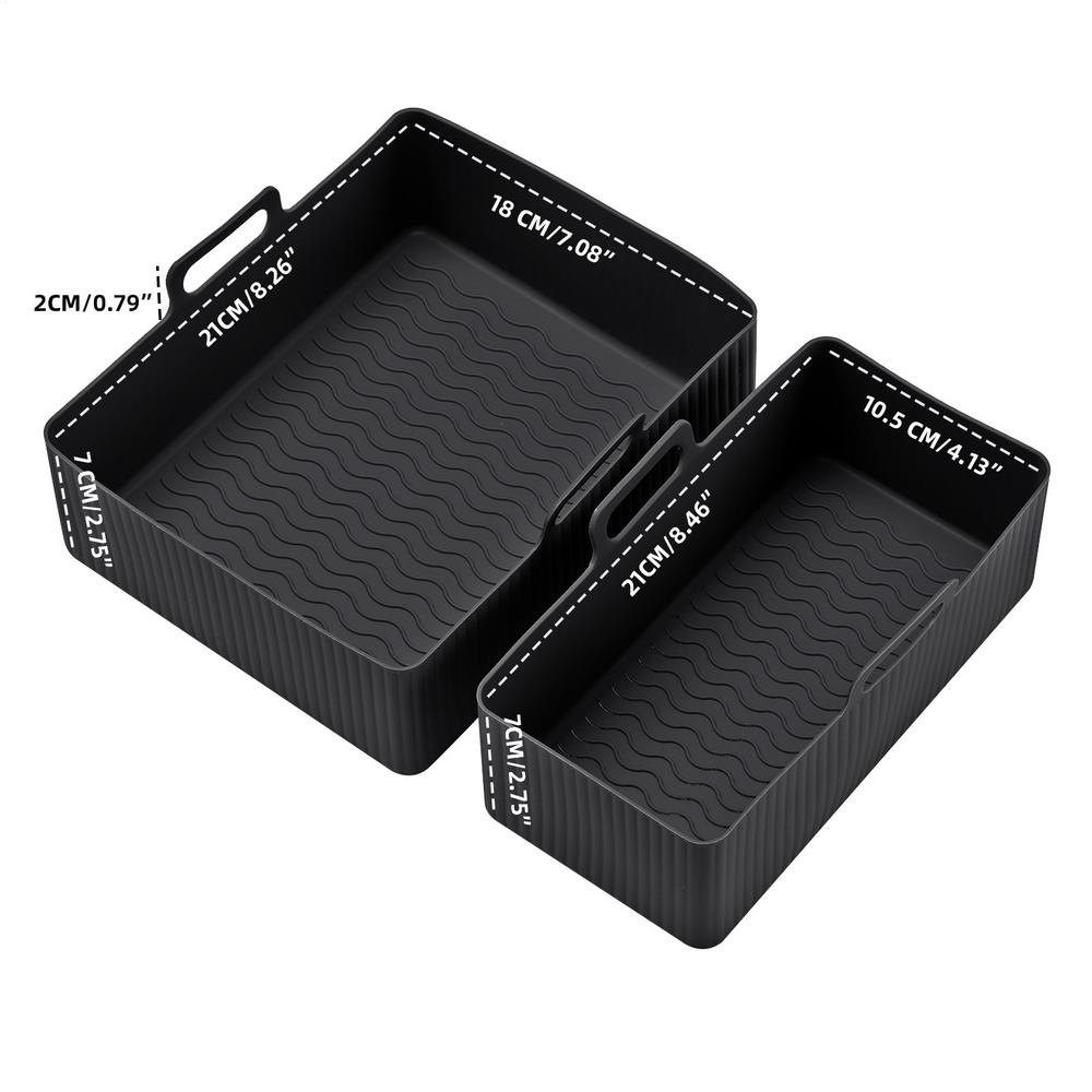 

2 шт. силиконовый противень для фритюрницы, прямоугольная корзина для выпечки в духовке, многоразовый вкладыш, вставная тарелка, противень для выпечки для Tefal EY901840 Tower T17099 CN чёрный