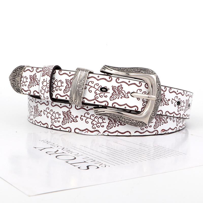 Leather Retro Womens Belt Butterfly Print Design For Trendy And Classic Looks