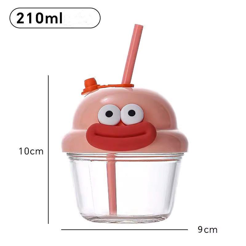 

Cartoon Cute Mini Water Cup 210ml Glass Cup Milk Tea Yogurt Coffee Ugly Cute Water Cup 210ml рожевий