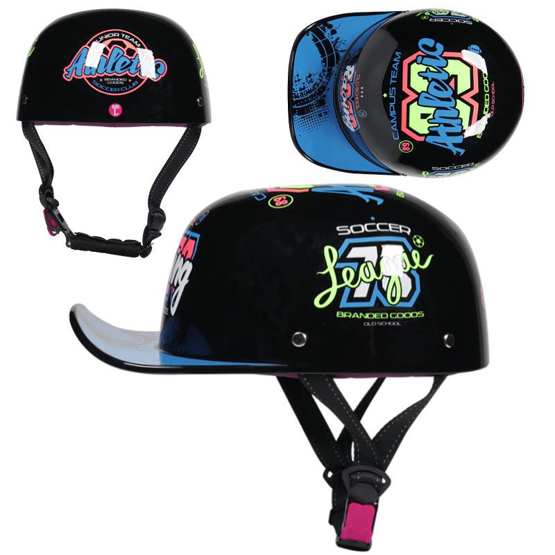 Vintage gangster personality baseball cap men and women painted helmet scoop helmet cap helmet electric car half helmet riding