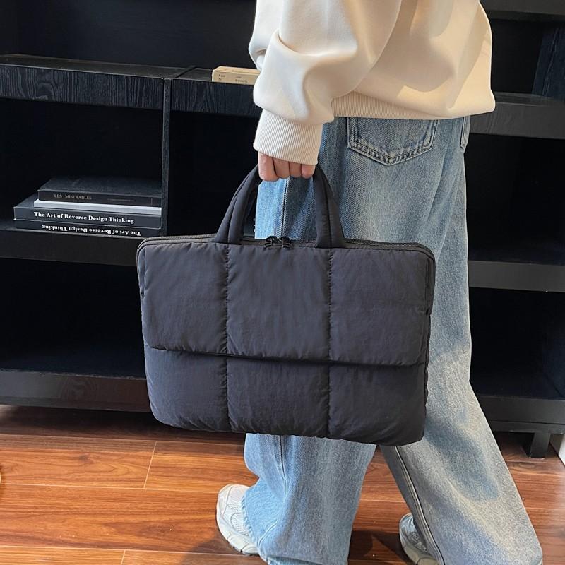 15 Inch Quilted Laptop Case Puffy Laptop Bag with Handle Notebook Bag for Women Men Travel School Work