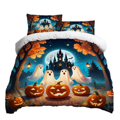 Halloween Three-piece Bedding Set Quilt Cover Pillowcase Brushed Fabric Thickened