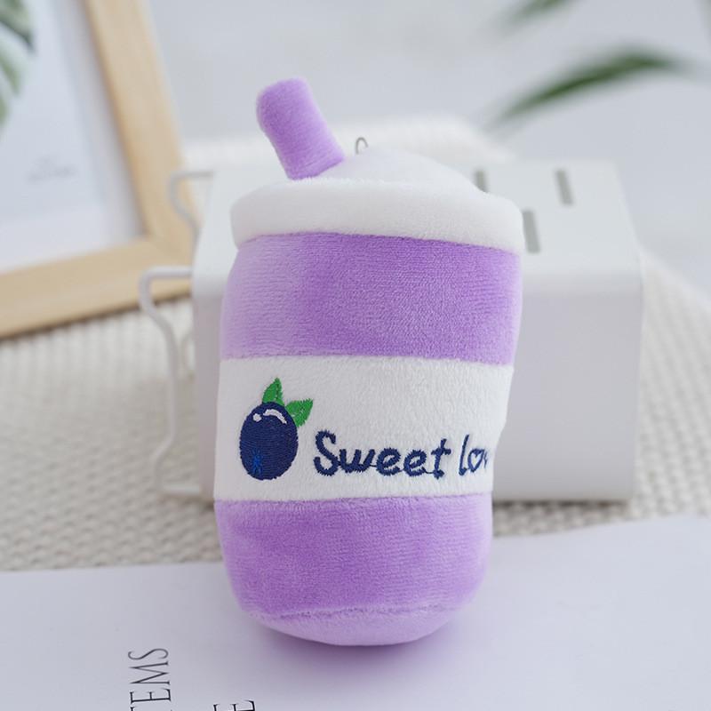 Cute And Cuddly Fruit Milk Tea Plush Toy Keychain With Customizable Pp Cotton Filling фиолетовый