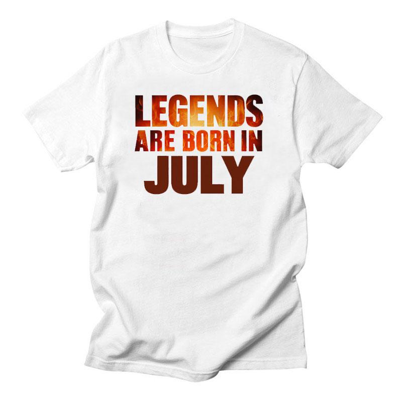 July Legends Cute Mens T-shirt Harajuku Vintage O-Neck Oversized Short Sleeve Versatile 100% Cotton Daily Casual Streetwear Tops