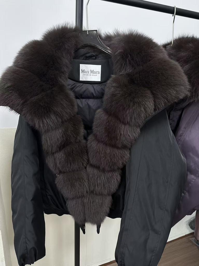 European Station Winter New Natural Fox Fur Collar Down Jacket Women's Short Thickened Warm Fashion Fur Jacket