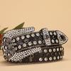 Skull Buckle Rhinestone Studded Belt Trendy Waistband  Jeans Short Skirt Women Men Accessories