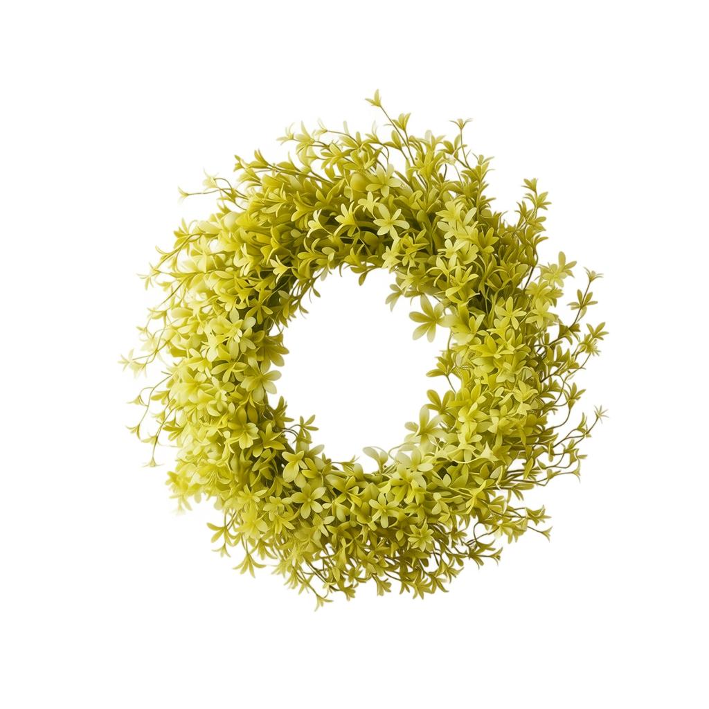 Artificial Fall Wreath with Yellow and Green Leaves for Outdoor Front Door Porch Hanging Decor
