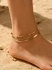 Fashion Boho Double Layer Anklets for Women Stainless Steel Beads Chain Ankle Bracelets Summer Beach Foot Jewelry Accessories