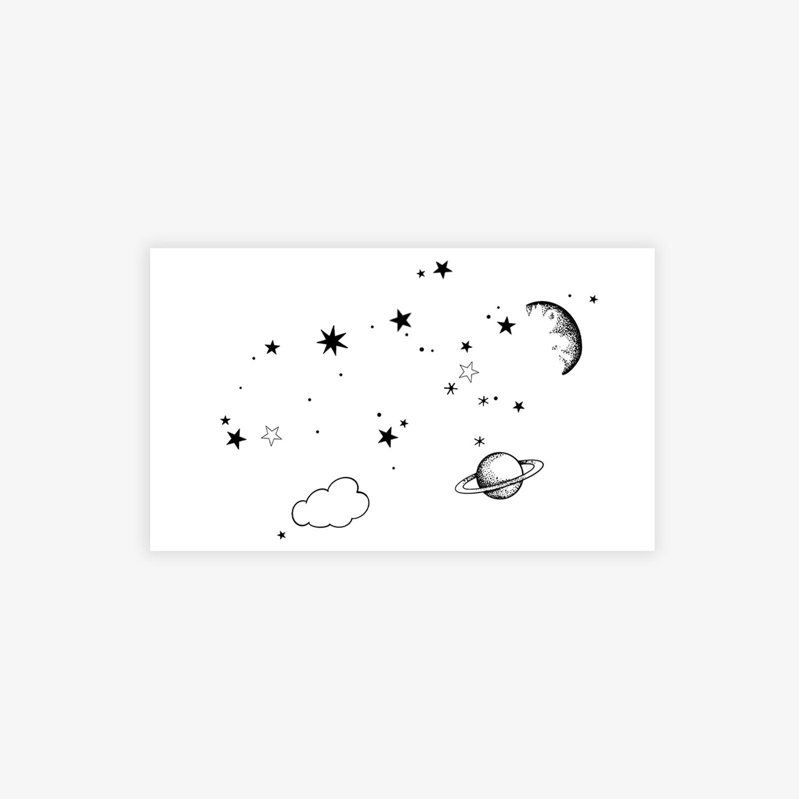 Cosmic Starry Sky Tattoo Sticker, Waterproof And Long-Lasting, Clavicle Shoulder And Neck Model, Simulated Tattoo Sticker. 6*10