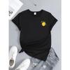Sleeve Crew Neck Top Casual Summer Tee for Casual Attire Women's Soft & Breathable Lemon Print T-Shirt