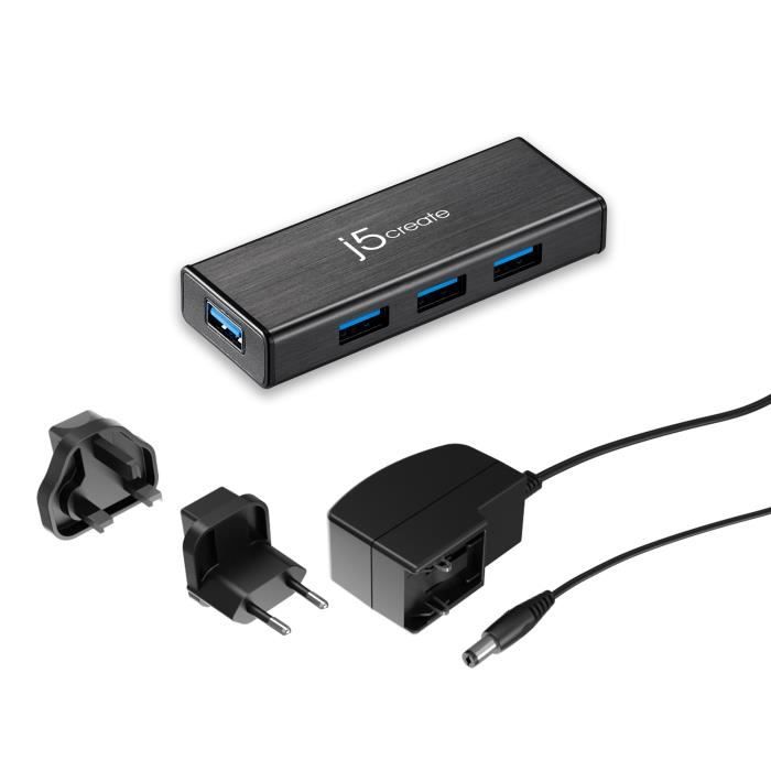 J5create JUH340 HUB USB 3.0 À 4-Port - UE/UK, Noir